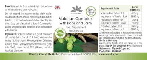 Complexe valériane houblon mélisse Herbadirekt 2x60 gélules