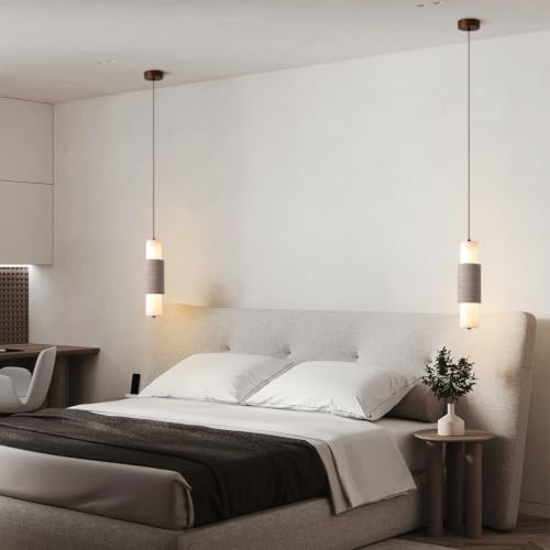 Lustre LED moderne en travertin jaune résolvant l'éclairage direct - 4