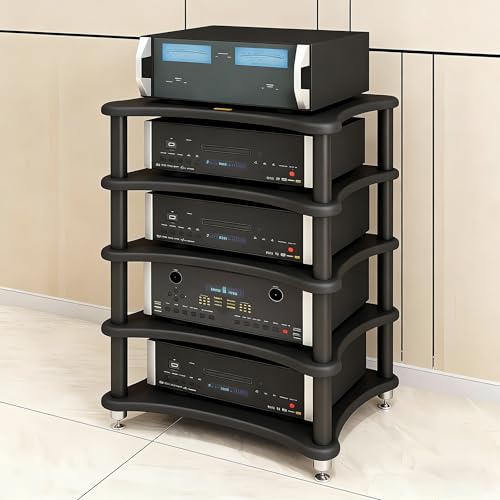 RAJYQODIS Heavy Duty Audio Component Rack (Black, 5th)