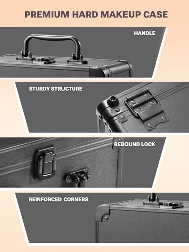 image for Qislee Makeup Box with A Detachable Lighted Mirror, Waterproof Travel 