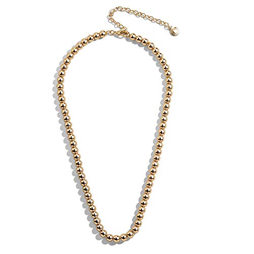 HUSION Bead Ball Chain Necklace for Women Gold Plated Choker Layered Beaded Collar Necklace Chunky Gold Jewelry Come with Gift Bag
