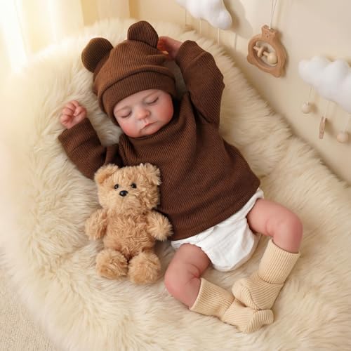 BABESIDE Poupée Reborn Réaliste – 17 Pouces Bébé Reborn Garçon avec Corps en Tissu, Poupée...