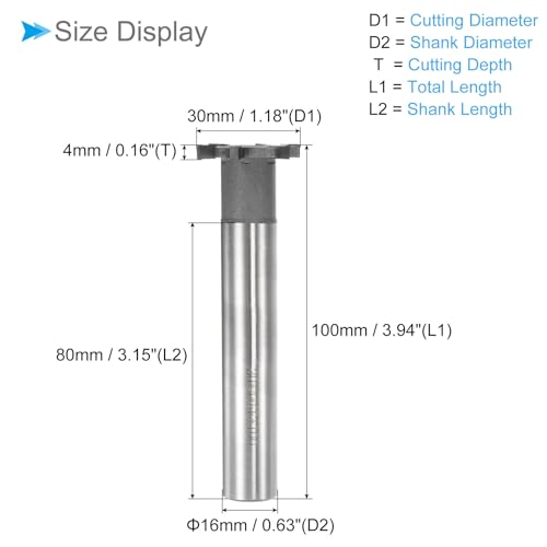 Image of T-Slot Milling Cutters, 6 Flutes 1.18 inch Cutting Dia 0.16 inch Depth, Straight Tungsten Carbide Tip T-Slot End Mill- (Applications: for Copper Milling)