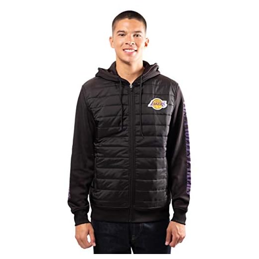 Ultra Game NBA Los Angeles Lakers Mens Full Zip Soft Fleece Hoodie Jacket, Black, X-Large