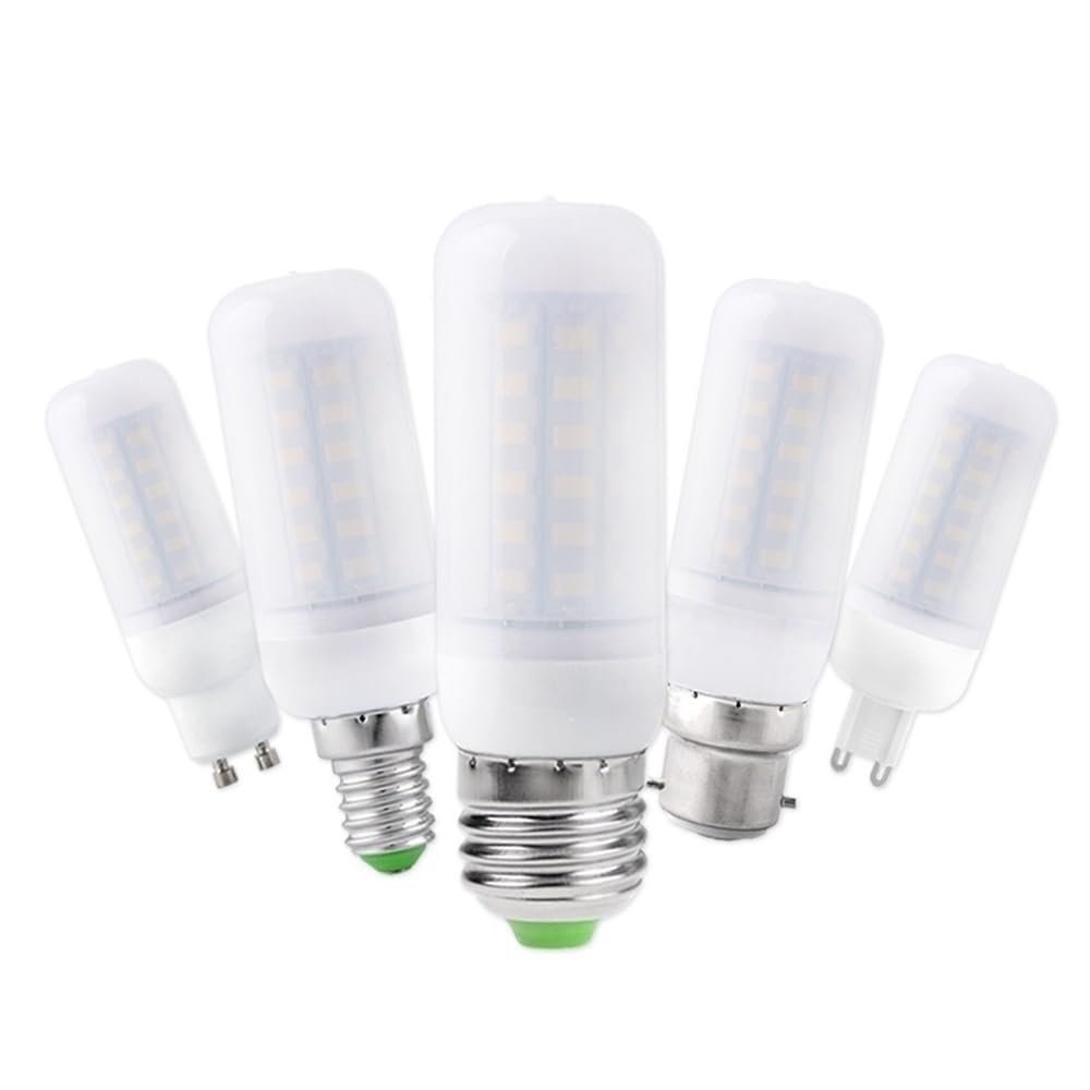 HHF Illuminazione domestica, Confezione da 50, Lampadina LED a Mais AC220V 5730SMD E27/E14/B22/GU10/G9 Lampada da Casa con Copertura Bianco Latte(E27 Warm White,3W 24LED)