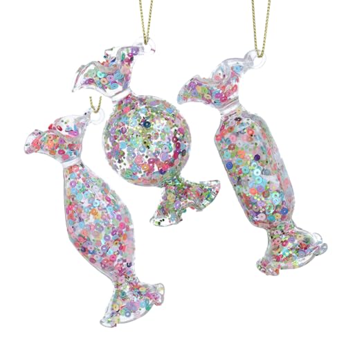 Image of Gisela Graham Glass Sweets Christmas Decorations, set of 3