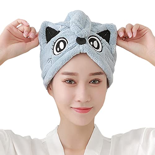 Linda toalla para el cabello, Toallas de secado de de microfibra con orejas de animales de dibujos animados, Toalla para el cabello espesante ultraabsorbente de secado rápido con forro polar Perfectha Cover