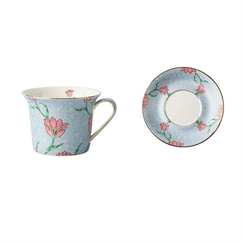 Bone China zestaw do herbaty filiżanki do kawy i spodki zestaw vintage porcelanowy kubek 250 ml (niebieski)