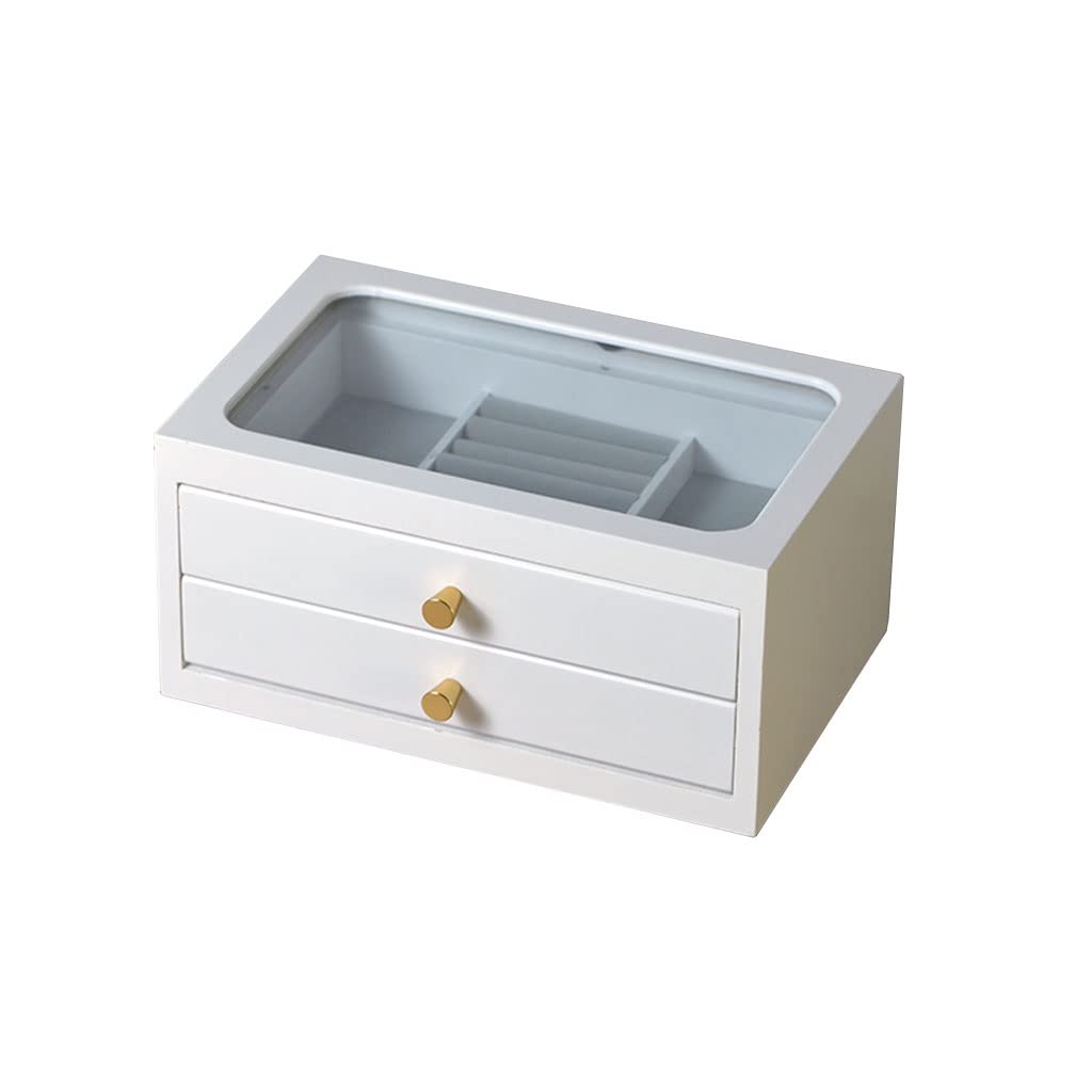 TIANQIHAO Jewelry Box Jewelry Box Retro Wooden Drawer Jewelry Box Double/Triple Storage Box Ring Earring Necklace Bracelet Storage Box Built-In Flocking 11.81 Inches Jewelry Displa
