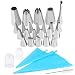 WEBSUN Russian Piping Tips Set 29pcs Cake Frosting Icing Decorating Tips Kit, 15 Piping Nozzles 1 Leaf Tip 2 Tri-Color Couplers 10 Disposable Pastry Bags 1 Cleaning Brush