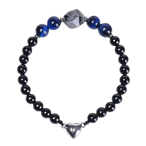 Perle en pierre et aimant cardiaque de 6mm pour hommes exigeants YXWYXWA 21,5 cm