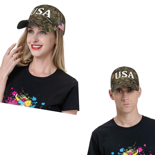 Image of USA Flag Baseball Cap American Patriotic Trucker Hat Father Dad Mother Mom Adjustable Sportswear Hat for Men Women Adults