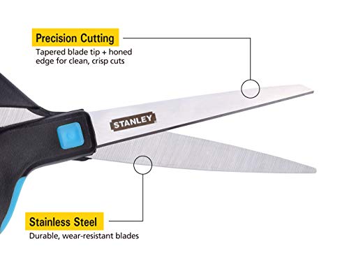 Stanley 8 Inch All-Purpose Ergonomic Scissor (Sci8Est-Teal), Teal/Black #TOP2