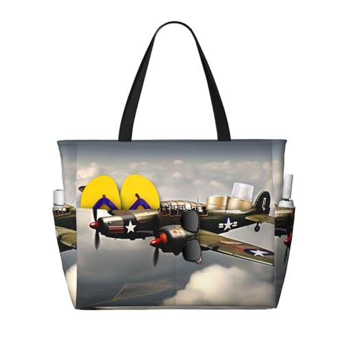 World War 2 Aircraft Airplane 2-Standard-Scale-2_00x Print Beach Tote Bag Large Travel Bag With Zipper And Pockets Lightweight Gym Bag