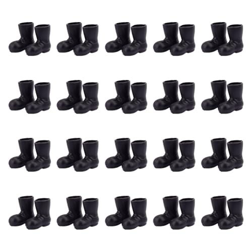 GOMAKERER 20 Pairs Mini Santa Claus Boots, Doll Plastic Rain Shoes Mini Shoes Model Dollhouse Decoration Ornaments for DIY Craft Project Christmas Table Centerpiece