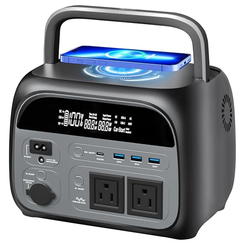 Portable Power Station 600W,345.6Wh Solar Generator with LiFePO4 Battery Power Supply, 110V Pure Sine Wave AC Outlet Backup Lithium Battery for Outdoors Camping Travel Hunting and Emergency