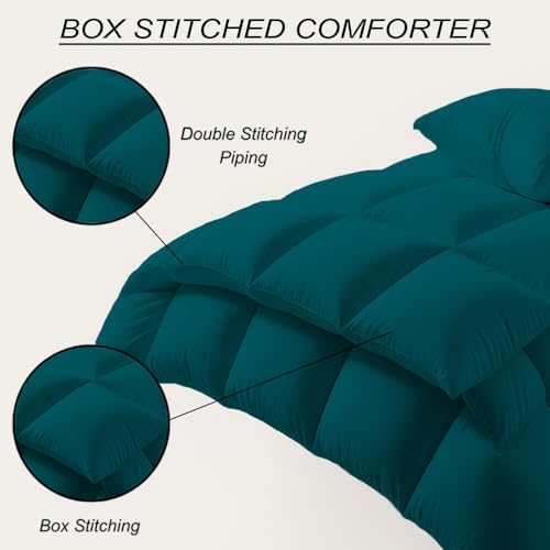 Image of Palatial King Size Comforter Set - All Season Down Alternative Bedding Comforter Set - Quilted Duvet Insert with Corner Tabs - Box Stitched Blanket - Breathable, Soft - Teal