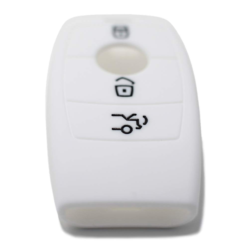 Key Case Silicone Car Remote Control 3 Keys Keyless-Entry (see compatibility in pictures) E-Class 2017 E200 E300 S-Class 2018 S450 S550e S560 S63 AMG S65 AMG (White) - Image 4