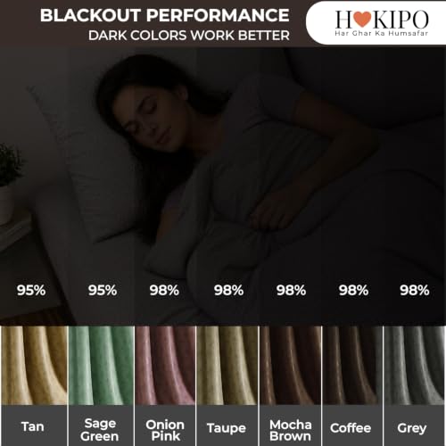 Image of HOKIPO Palmea True Blackout Curtains 7 Feet Long 1 Panel, Coffee