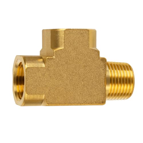 KAINGA Tee 3/8 NPT Female 3/8 NPT Male 3/8 NPT Female Brass Pipe Fitting Barstock Street Tee 3 Way Adapter for Propane Oil Gas Air Flow Systems Corrosion Resistant 1200 PSI Rated 1 Pack