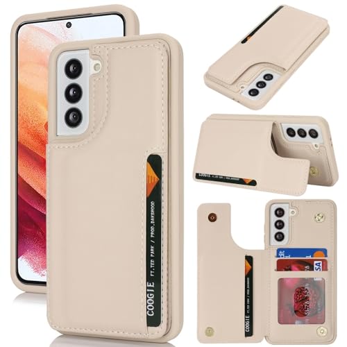 Étui portefeuille Galaxy S21 chic en cuir synthétique beige pour vos sorties