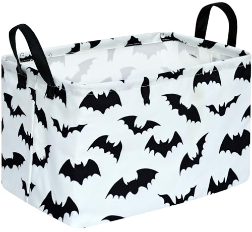 Image of Kid Clothes Storage Basket Gift Shelf Basket Toy Storage Bin, Nursery Basket Organizer Box for With Handles for Room Deco Bat Pattern