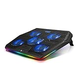 TECKNET RGB Laptop Cooling Pad Cooler for 15.6-17 Inch Laptop with 5 Quiet Fans and Touch Control, 2 USB Port