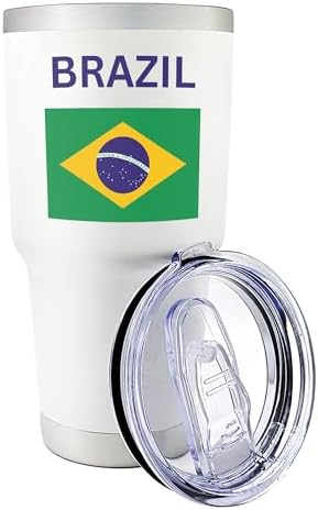 Palm City Products Copo branco com bandeira do Brasil de 850 g