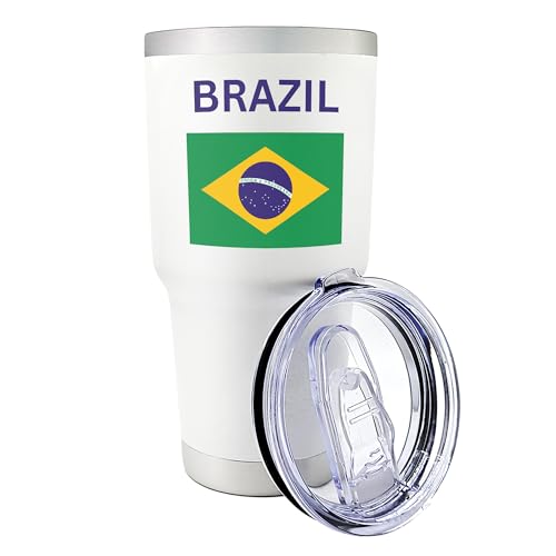 Palm City Products 30 oz Brazil Flag Tumbler White