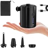 Pompa Elettrica Portatile per Materasso Gonfiabile con 4 Ugelli, Gonfiatore Elettrico 5200mAh per Gonfiare Sgonfiare, Pompa Aria Riempimento Essere Rapido per Materassino Campeggio, Piscina Gonfiaggio