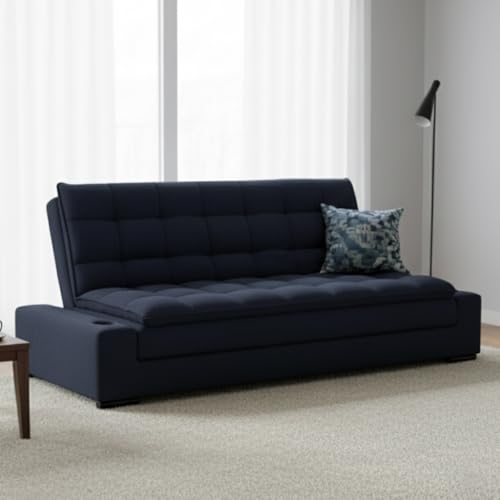 Catálogo para Comprar On-line Sofa Cama Con Portavasos los 10 mejores. 45 HOMEMAKE FURNITURE Sofá Cama Matrimonial Multifunción cojín de Respaldo Reversible Sofa de Sala, Sofá Cama Convertible, 2 Portavasos, Hecho en México (Azul)