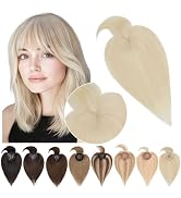 SEGO Hair Toppers for Women Real Human Hair with Bangs Mono Base 10 Inch Clip In Bangs Wiglets To...