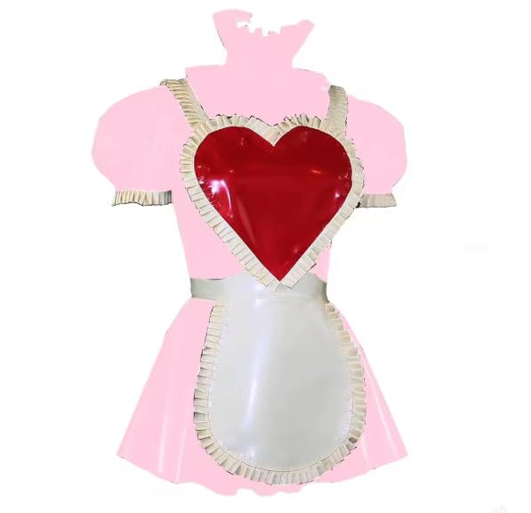 HOUXINQWWP Vestido con delantal de piel de PVC para cosplay S-7XL, rosa, 5XL