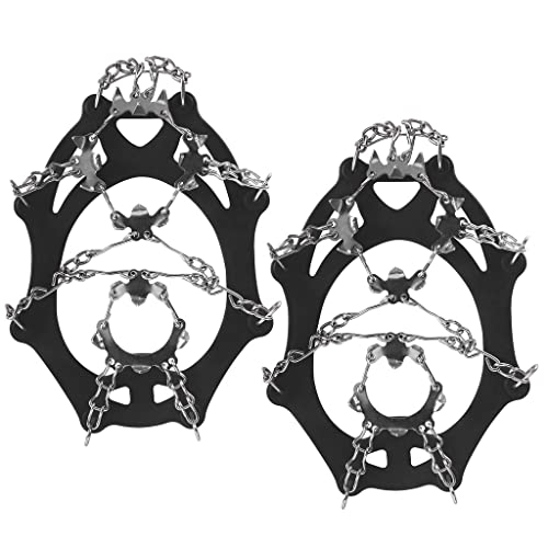 Unigear Crampones Ligero de Nieve Hielo 18 Puntas Dientes De Acero Zapatos Antideslizante para Cámping Alpinismo Acampada Senderismo Marcha...