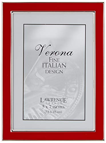 Lawrence Frames Silver Plated 5 By 7 Metal With Red Enamel Picture Frame, Red #TOP1