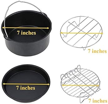 Deep Fryers Universal Air Fryer Accessories Including Cake Barrel,Baking Dish Pan,Grill,Pot Pad, Pot Rack with Silico...