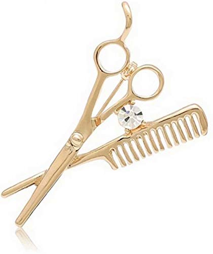 AINIYI Hairdresser Scissor and Comb Brooch Hair Stylist Brooch Pin Brooches Hairdresser for Women Men Children