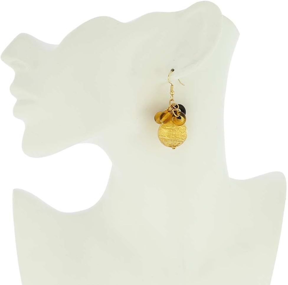 Glass Of Venice Murano Glass Autumn Colors Gold Foil Dangle Earrings