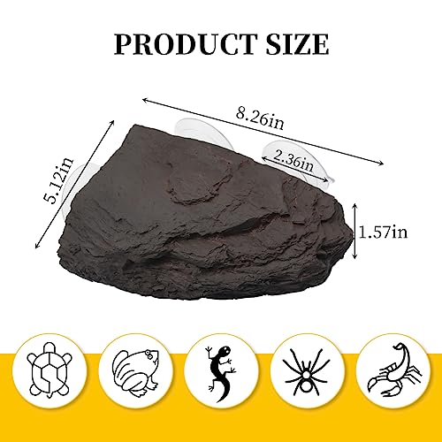 Image of Turtle Basking Platform with Strong Suction Cups, Resin Tortoise Resting Dock Fish Tank Aquarium Tortoise Climbing Platform,Reptile Habitat Climbing Resin Fish Tank Aquarium Ornament (Gray)
