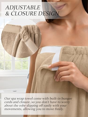 Image of Towel Wrap For Women After Shower,Plush Bath Robe Female,Sauna Spa Wrap Around Towels With Pockets