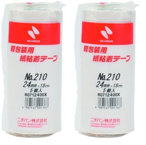 ニチバン 紙粘着テープ210H-24 24mmX18m 5巻入り 210H-24 ホワイト (× 2)（Amazon）
