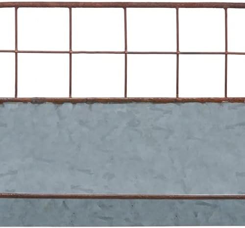 Colonial Tin Works Set of Two-Decorative Wire Back Wall Shelves-Industrial, Rustic Grey/Rust