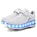 FZ FUTURE Mode LED Rollschuhe mit Räder, Kinder Schuhe mit Rollen, mit Automatisch Verstellbares Räder Skateboardschuhe, für Kinder Mädchen Junge Erwachsene,37