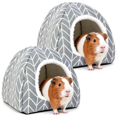 Tierecare 2 Pack Guinea Pig Hideout Bed, Dwarf Rabbit House Cave