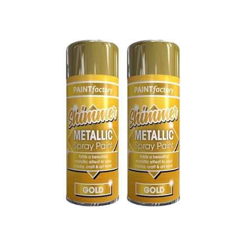 GSV Essentials Metallic Gold Spray Paint Multipurpose Golden Shimmery Aerosol Paint for Metal Wood Decor Indoor Outdoor Decoration DIY Craft 200ml (2 Pcs)