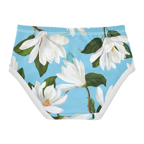 Cotton Girls Underwear Toddler Magnolia Flowers White Blue Little Girl Panties Florals Undies Kids Briefs 2t2
