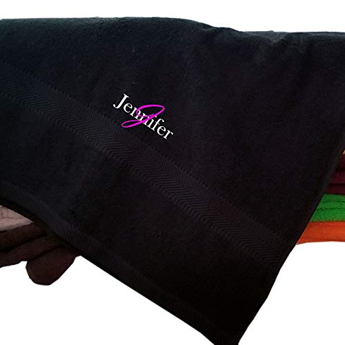 Tri Color Personalized Bath Towels Monogrammed Embroidered 35 x 65