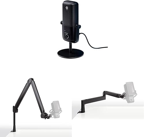 Elgato Wave3 - Micrófono condensador USB de calidad de estudio premium con brazo de micrófono Elgato Wave y brazo de micrófono Elgato Wave LP para