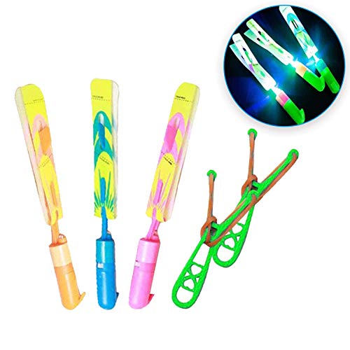 Helicopters 40Piece With Whistle Led Lights For Kids Rocket Slingshot Flying Copters - 20 Slingshot+20Helicopter Glow In The Dark Party Supplies Outdoor Game For Child Kids Birthday Gifts #TOP2