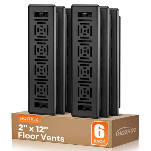 Floor Register 2x12 Inches Heavy Duty Walkable Steel Floor Vents Easy Adjust Air Flow Direction Floor Registers Boston Design Black Air Floor Vent Covers for Home